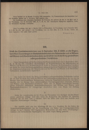 Verordnungs- und Anzeige-Blatt der k.k. General-Direction der österr. Staatsbahnen 19180924 Seite: 13