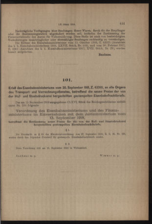 Verordnungs- und Anzeige-Blatt der k.k. General-Direction der österr. Staatsbahnen 19180928 Seite: 5