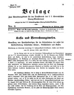 Verordnungsblatt für den Dienstbereich des K.K. Finanzministeriums für die im Reichsrate Vertretenen Königreiche und Länder 18390228 Seite: 1