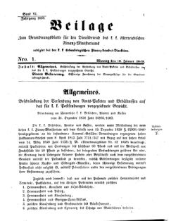 Verordnungsblatt für den Dienstbereich des K.K. Finanzministeriums für die im Reichsrate Vertretenen Königreiche und Länder 18590110 Seite: 1