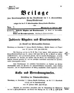 Verordnungsblatt für den Dienstbereich des K.K. Finanzministeriums für die im Reichsrate Vertretenen Königreiche und Länder 18590221 Seite: 1