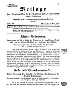 Verordnungsblatt für den Dienstbereich des K.K. Finanzministeriums für die im Reichsrate Vertretenen Königreiche und Länder 18590307 Seite: 1