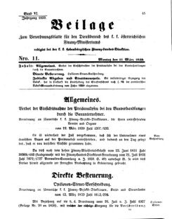 Verordnungsblatt für den Dienstbereich des K.K. Finanzministeriums für die im Reichsrate Vertretenen Königreiche und Länder 18590321 Seite: 1