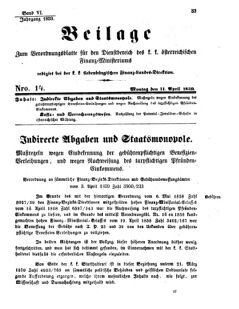 Verordnungsblatt für den Dienstbereich des K.K. Finanzministeriums für die im Reichsrate Vertretenen Königreiche und Länder 18590411 Seite: 1