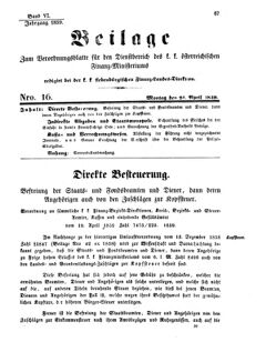 Verordnungsblatt für den Dienstbereich des K.K. Finanzministeriums für die im Reichsrate Vertretenen Königreiche und Länder 18590423 Seite: 1