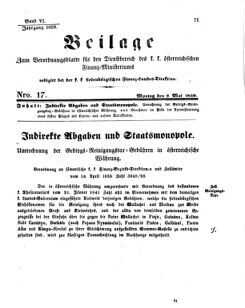 Verordnungsblatt für den Dienstbereich des K.K. Finanzministeriums für die im Reichsrate Vertretenen Königreiche und Länder 18590502 Seite: 1