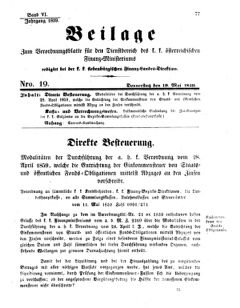 Verordnungsblatt für den Dienstbereich des K.K. Finanzministeriums für die im Reichsrate Vertretenen Königreiche und Länder 18590519 Seite: 1