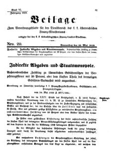 Verordnungsblatt für den Dienstbereich des K.K. Finanzministeriums für die im Reichsrate Vertretenen Königreiche und Länder 18590526 Seite: 1