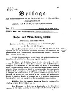 Verordnungsblatt für den Dienstbereich des K.K. Finanzministeriums für die im Reichsrate Vertretenen Königreiche und Länder 18590530 Seite: 1