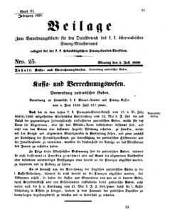 Verordnungsblatt für den Dienstbereich des K.K. Finanzministeriums für die im Reichsrate Vertretenen Königreiche und Länder 18590704 Seite: 1