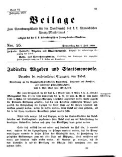 Verordnungsblatt für den Dienstbereich des K.K. Finanzministeriums für die im Reichsrate Vertretenen Königreiche und Länder 18590707 Seite: 1