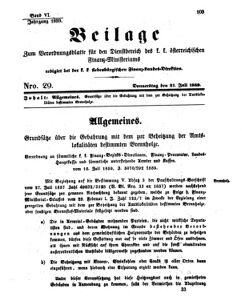 Verordnungsblatt für den Dienstbereich des K.K. Finanzministeriums für die im Reichsrate Vertretenen Königreiche und Länder 18590721 Seite: 1