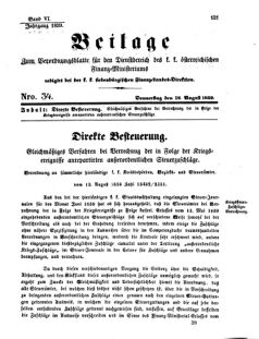 Verordnungsblatt für den Dienstbereich des K.K. Finanzministeriums für die im Reichsrate Vertretenen Königreiche und Länder 18590818 Seite: 1