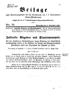 Verordnungsblatt für den Dienstbereich des K.K. Finanzministeriums für die im Reichsrate Vertretenen Königreiche und Länder 18590908 Seite: 1