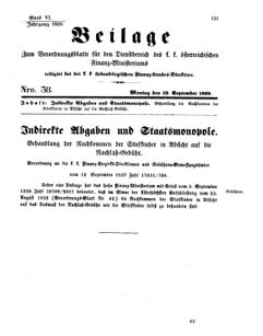 Verordnungsblatt für den Dienstbereich des K.K. Finanzministeriums für die im Reichsrate Vertretenen Königreiche und Länder 18590919 Seite: 1