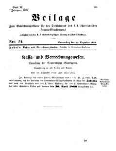 Verordnungsblatt für den Dienstbereich des K.K. Finanzministeriums für die im Reichsrate Vertretenen Königreiche und Länder 18591222 Seite: 1