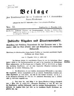 Verordnungsblatt für den Dienstbereich des K.K. Finanzministeriums für die im Reichsrate Vertretenen Königreiche und Länder 18591231 Seite: 1