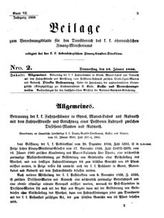 Verordnungsblatt für den Dienstbereich des K.K. Finanzministeriums für die im Reichsrate Vertretenen Königreiche und Länder 18600119 Seite: 1