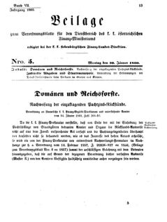 Verordnungsblatt für den Dienstbereich des K.K. Finanzministeriums für die im Reichsrate Vertretenen Königreiche und Länder 18600130 Seite: 1