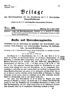 Verordnungsblatt für den Dienstbereich des K.K. Finanzministeriums für die im Reichsrate Vertretenen Königreiche und Länder 18600702 Seite: 1