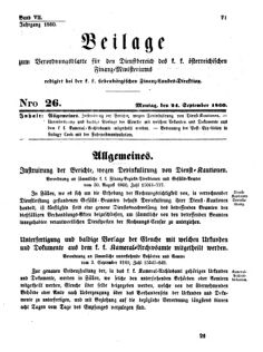 Verordnungsblatt für den Dienstbereich des K.K. Finanzministeriums für die im Reichsrate Vertretenen Königreiche und Länder 18600924 Seite: 1