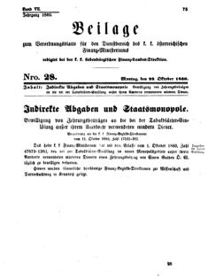 Verordnungsblatt für den Dienstbereich des K.K. Finanzministeriums für die im Reichsrate Vertretenen Königreiche und Länder 18601022 Seite: 1