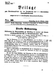 Verordnungsblatt für den Dienstbereich des K.K. Finanzministeriums für die im Reichsrate Vertretenen Königreiche und Länder 18601025 Seite: 1