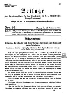 Verordnungsblatt für den Dienstbereich des K.K. Finanzministeriums für die im Reichsrate Vertretenen Königreiche und Länder 18601112 Seite: 1