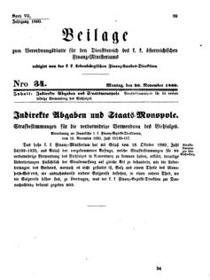 Verordnungsblatt für den Dienstbereich des K.K. Finanzministeriums für die im Reichsrate Vertretenen Königreiche und Länder 18601126 Seite: 1