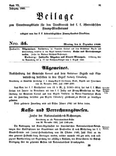 Verordnungsblatt für den Dienstbereich des K.K. Finanzministeriums für die im Reichsrate Vertretenen Königreiche und Länder 18601203 Seite: 1