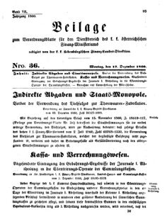 Verordnungsblatt für den Dienstbereich des K.K. Finanzministeriums für die im Reichsrate Vertretenen Königreiche und Länder 18601217 Seite: 1