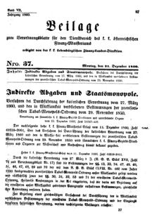 Verordnungsblatt für den Dienstbereich des K.K. Finanzministeriums für die im Reichsrate Vertretenen Königreiche und Länder 18601231 Seite: 1