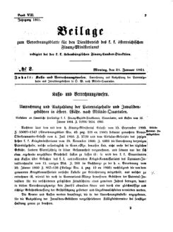 Verordnungsblatt für den Dienstbereich des K.K. Finanzministeriums für die im Reichsrate Vertretenen Königreiche und Länder 18610121 Seite: 1