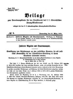 Verordnungsblatt für den Dienstbereich des K.K. Finanzministeriums für die im Reichsrate Vertretenen Königreiche und Länder 18610321 Seite: 1