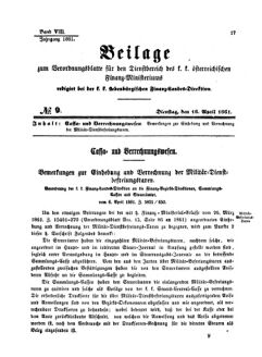 Verordnungsblatt für den Dienstbereich des K.K. Finanzministeriums für die im Reichsrate Vertretenen Königreiche und Länder 18610416 Seite: 1