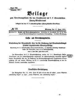 Verordnungsblatt für den Dienstbereich des K.K. Finanzministeriums für die im Reichsrate Vertretenen Königreiche und Länder 18610617 Seite: 1