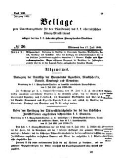 Verordnungsblatt für den Dienstbereich des K.K. Finanzministeriums für die im Reichsrate Vertretenen Königreiche und Länder 18610717 Seite: 1