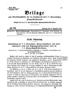 Verordnungsblatt für den Dienstbereich des K.K. Finanzministeriums für die im Reichsrate Vertretenen Königreiche und Länder 18610802 Seite: 1