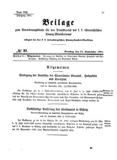 Verordnungsblatt für den Dienstbereich des K.K. Finanzministeriums für die im Reichsrate Vertretenen Königreiche und Länder 18610924 Seite: 1