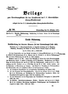 Verordnungsblatt für den Dienstbereich des K.K. Finanzministeriums für die im Reichsrate Vertretenen Königreiche und Länder 18611024 Seite: 1