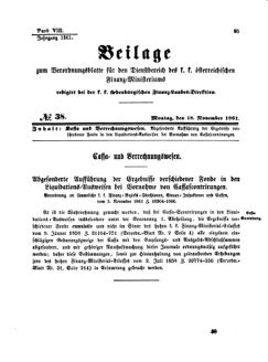 Verordnungsblatt für den Dienstbereich des K.K. Finanzministeriums für die im Reichsrate Vertretenen Königreiche und Länder 18611118 Seite: 1