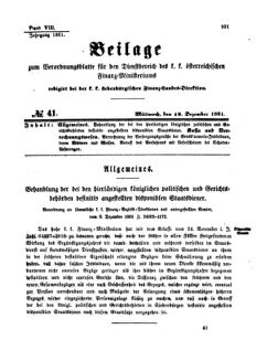 Verordnungsblatt für den Dienstbereich des K.K. Finanzministeriums für die im Reichsrate Vertretenen Königreiche und Länder 18611218 Seite: 1