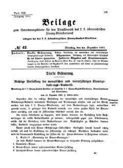 Verordnungsblatt für den Dienstbereich des K.K. Finanzministeriums für die im Reichsrate Vertretenen Königreiche und Länder 18611231 Seite: 1