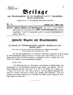 Verordnungsblatt für den Dienstbereich des K.K. Finanzministeriums für die im Reichsrate Vertretenen Königreiche und Länder 18620301 Seite: 1