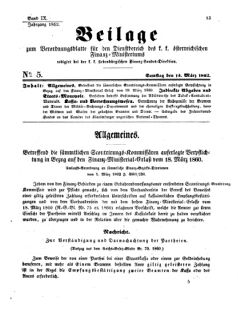 Verordnungsblatt für den Dienstbereich des K.K. Finanzministeriums für die im Reichsrate Vertretenen Königreiche und Länder 18620315 Seite: 1