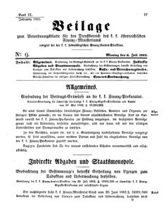 Verordnungsblatt für den Dienstbereich des K.K. Finanzministeriums für die im Reichsrate Vertretenen Königreiche und Länder 18620706 Seite: 1