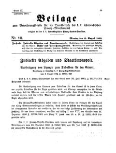 Verordnungsblatt für den Dienstbereich des K.K. Finanzministeriums für die im Reichsrate Vertretenen Königreiche und Länder 18620811 Seite: 1