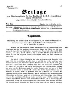 Verordnungsblatt für den Dienstbereich des K.K. Finanzministeriums für die im Reichsrate Vertretenen Königreiche und Länder 18621028 Seite: 1