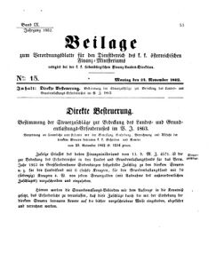 Verordnungsblatt für den Dienstbereich des K.K. Finanzministeriums für die im Reichsrate Vertretenen Königreiche und Länder 18621124 Seite: 1