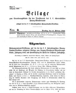 Verordnungsblatt für den Dienstbereich des K.K. Finanzministeriums für die im Reichsrate Vertretenen Königreiche und Länder 18630217 Seite: 1